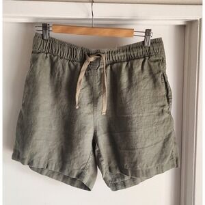 Venroy Lounge Shorts Womens Olive Green Elastic Waist Linen Blend Size M‎